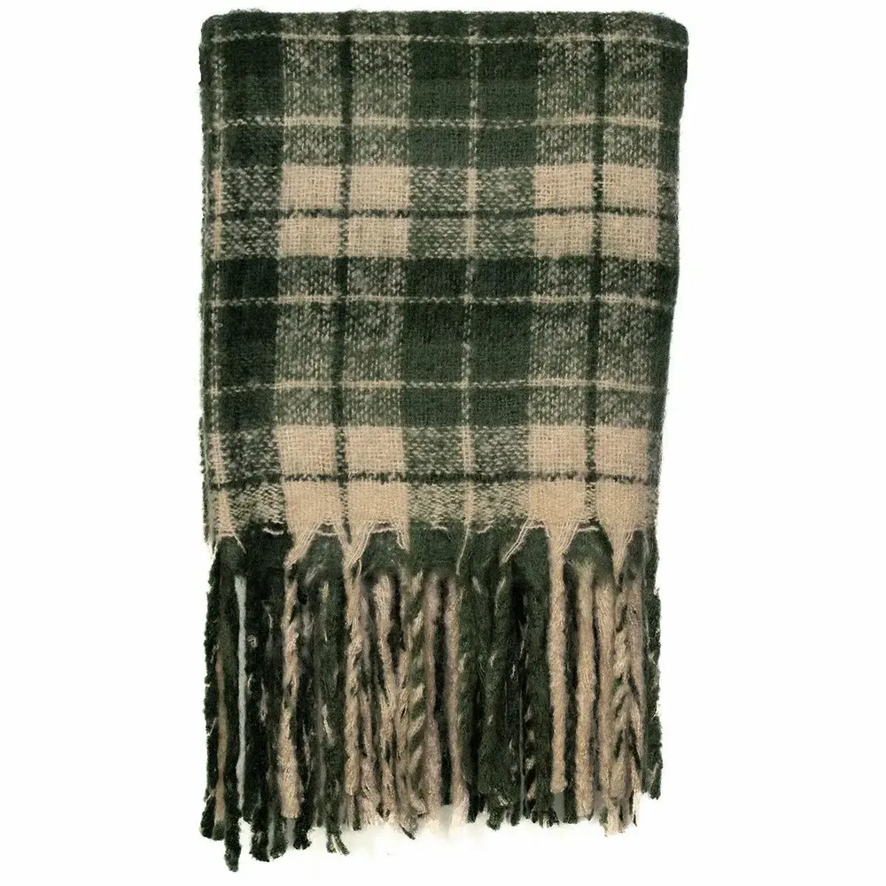 Throw blankets - TIMOTHE khaki acrylic throw - MONSIEUR CHARLI