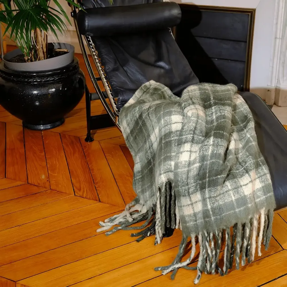 Throw blankets - TIMOTHE khaki acrylic throw - MONSIEUR CHARLI