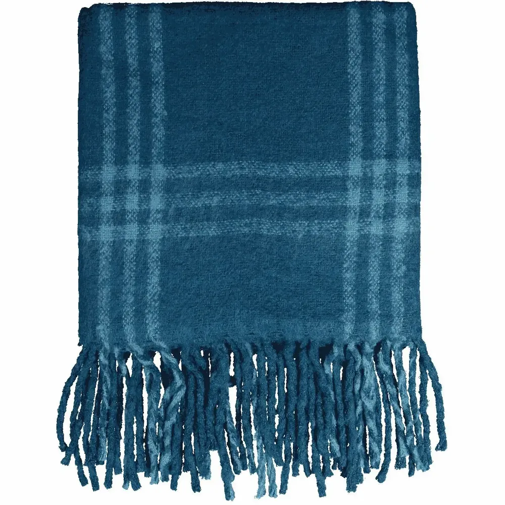 Throw blankets - TITOUAN blue acrylic plaid - MONSIEUR CHARLI