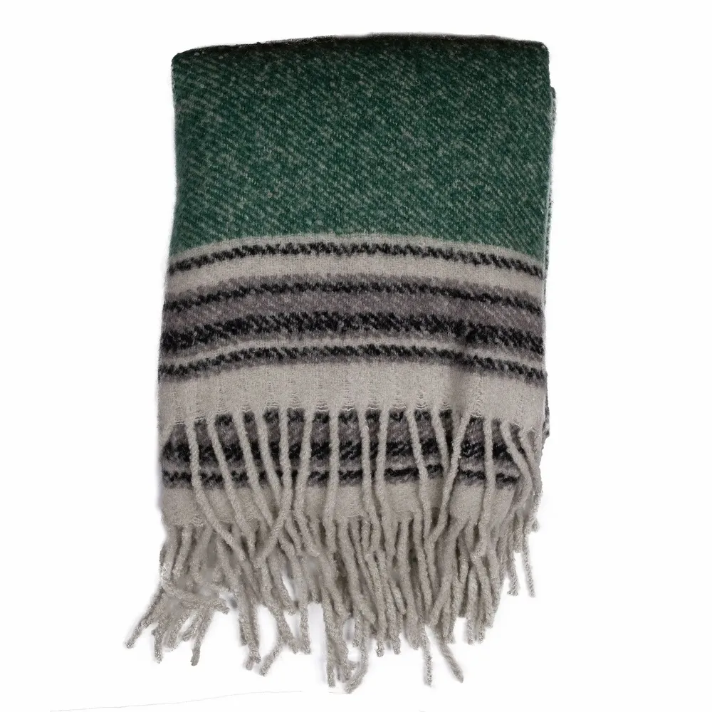 Throw blankets - TAO green wool blanket - MONSIEUR CHARLI