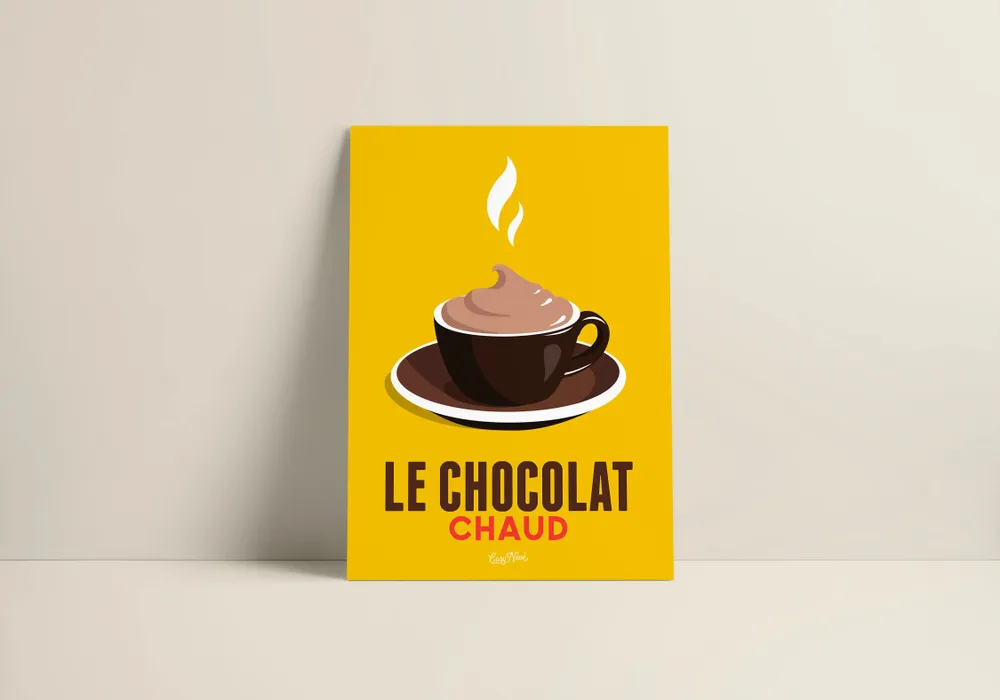 Poster - Poster Le Chocolat Chaud : Jaune - COSYNÉVÉ - MOUNTAIN POSTERS