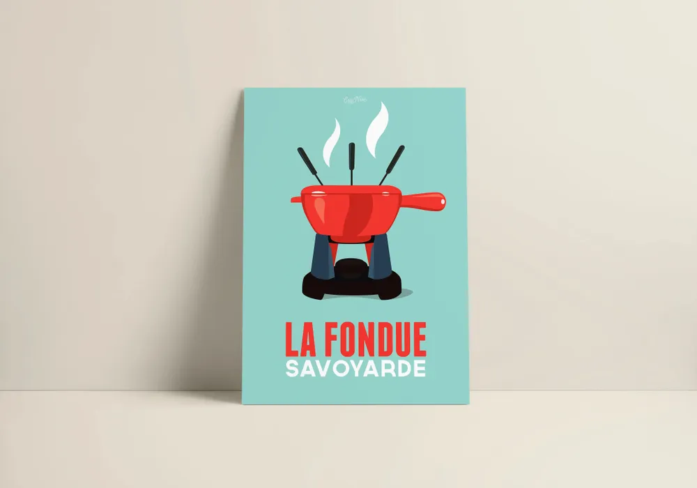 Poster - Poster La Fondue : Bleu - COSYNÉVÉ - MOUNTAIN POSTERS