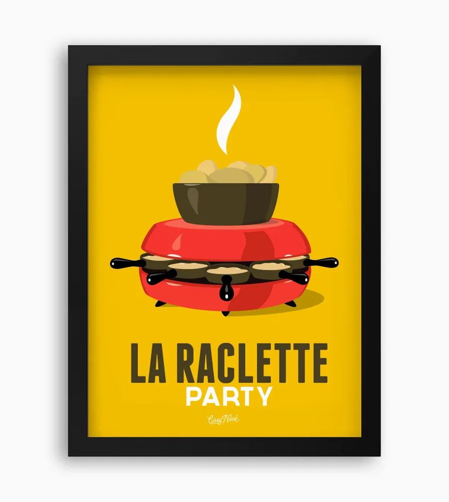 Affiches - Affiche encadrée La Raclette : Jaune - COSYNÉVÉ - MOUNTAIN POSTERS