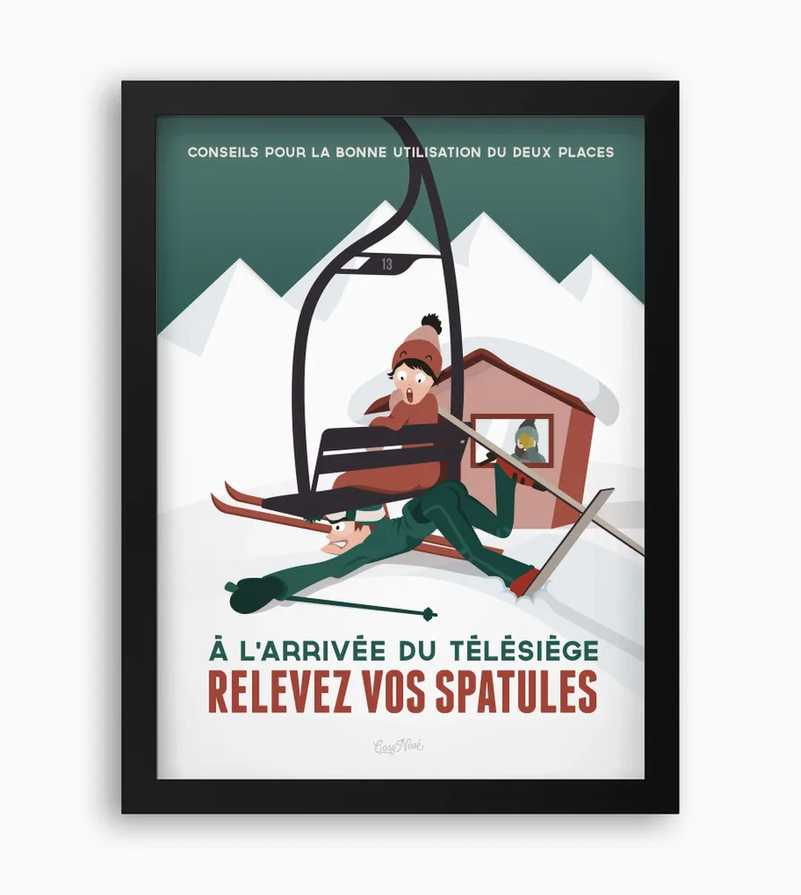 Poster - Framed poster Relevez Les Spatules - COSYNÉVÉ - MOUNTAIN POSTERS