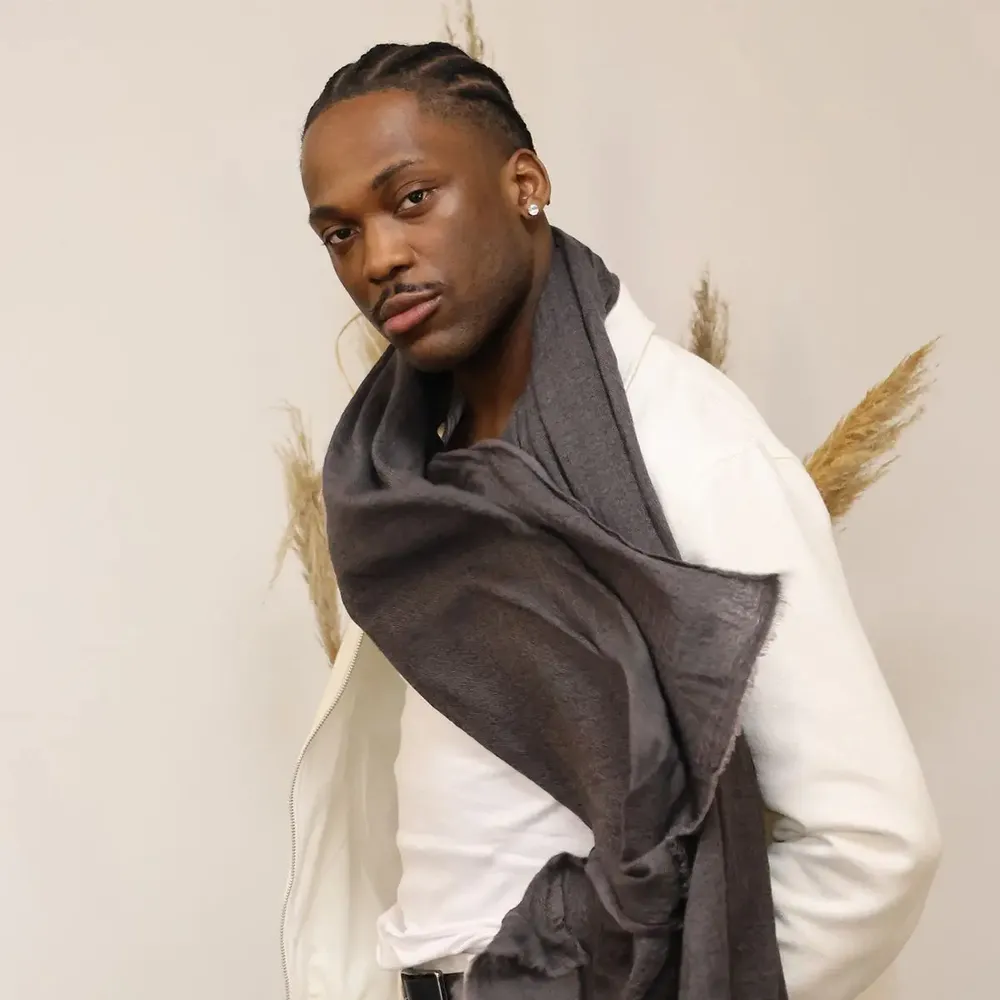 Scarves - SAMIR charcoal wool and silk scarf - MONSIEUR CHARLI