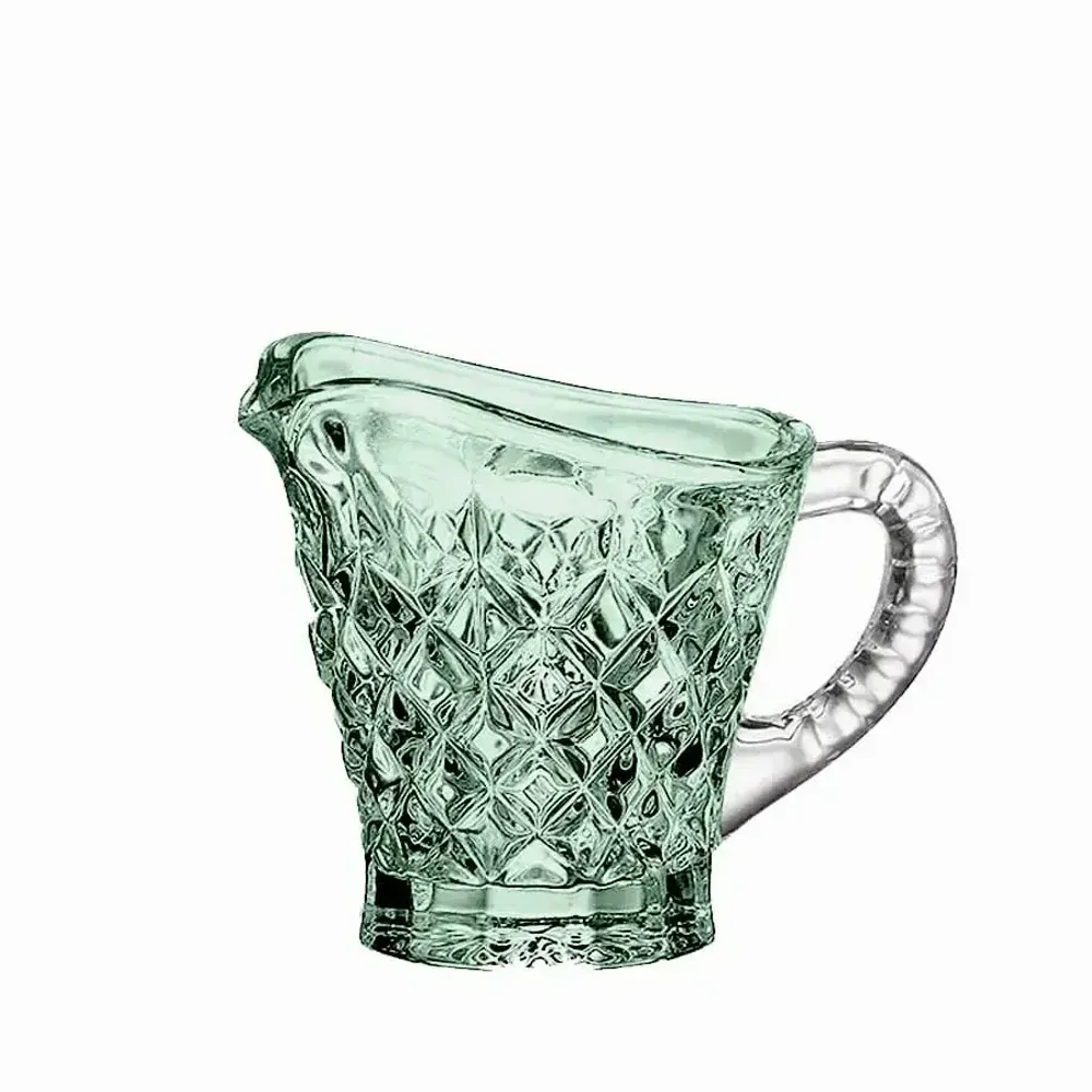 Crystal ware - Malachit crystal set sugar bowl - creamer and tray - 3 pieces - PEKALLA CRISTAL GLASS