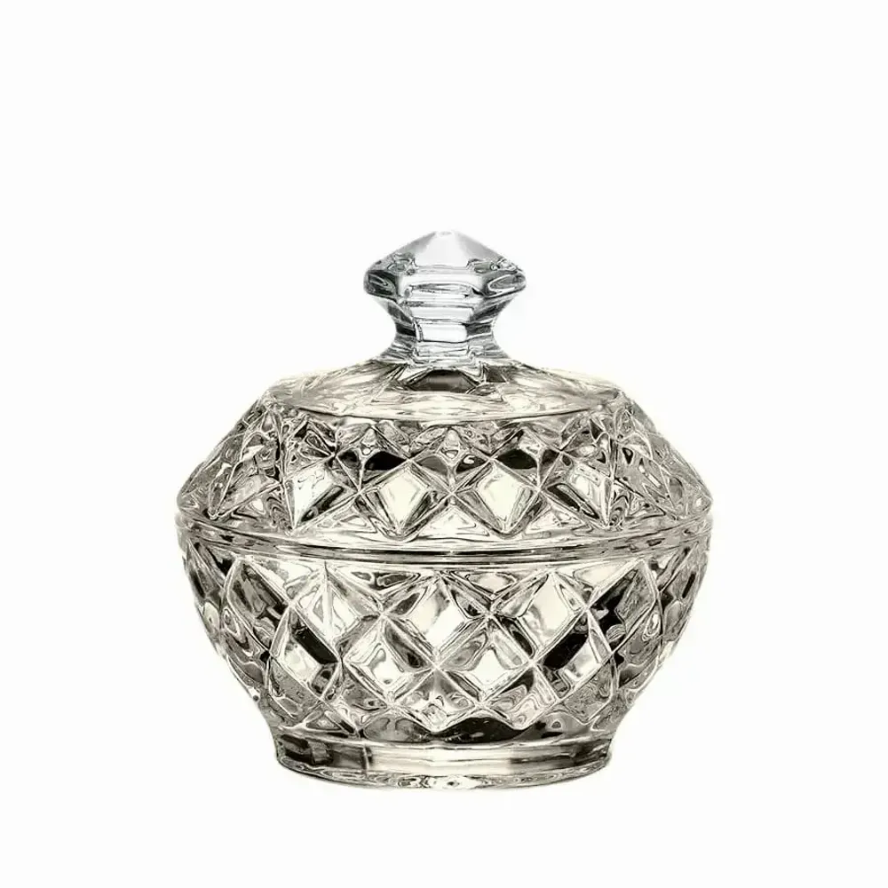 Crystal ware - Mokka crystal set sugar bowl - creamer and tray - 3 pieces - PEKALLA CRISTAL GLASS