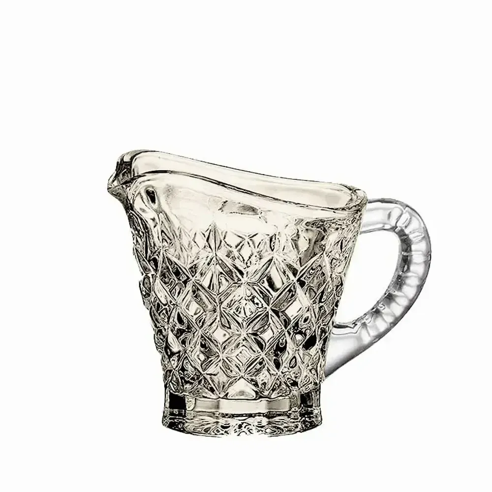 Crystal ware - Mokka crystal set sugar bowl - creamer and tray - 3 pieces - PEKALLA CRISTAL GLASS