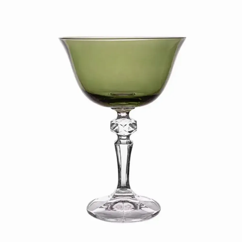 Glass - Kalatina Olive Crystal Champagne Glasses - 6 Pieces 180ml - PEKALLA CRISTAL GLASS