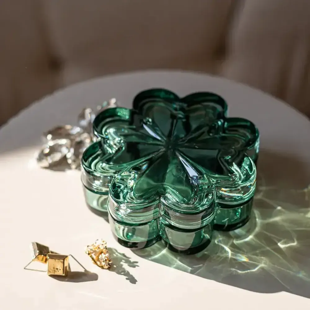 Crystal ware - Malachit TREFLE Crystal Jewelry Box - PEKALLA CRISTAL GLASS