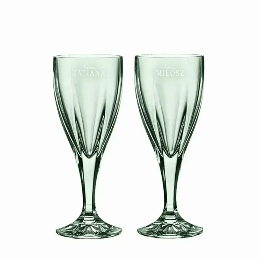 Cristallerie - MalachitVerres à vin en cristal avec gravure de prénoms - 2 pièces 220 ml - PEKALLA CRISTAL GLASS