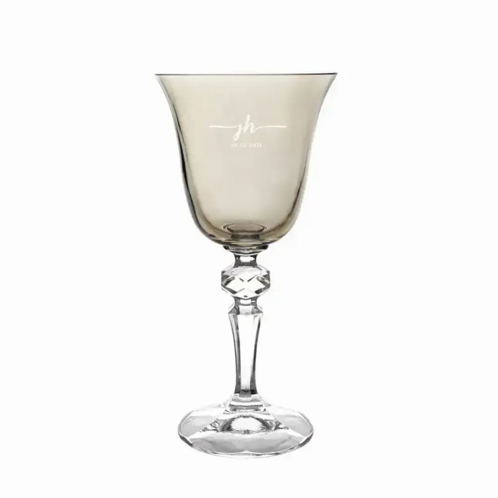 Verres - Kalatina verres à vin en cristal Mokka avec gravure - 2 pièces 170 ml - PEKALLA CRISTAL GLASS