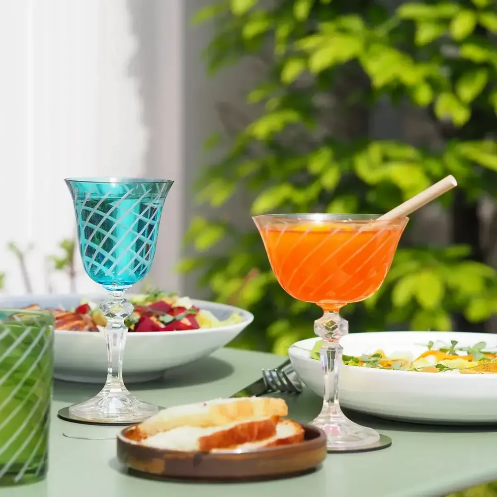 Glass - Gratia Aqua Crystal Wine Glasses - 6 Pieces 170ml - PEKALLA CRISTAL GLASS
