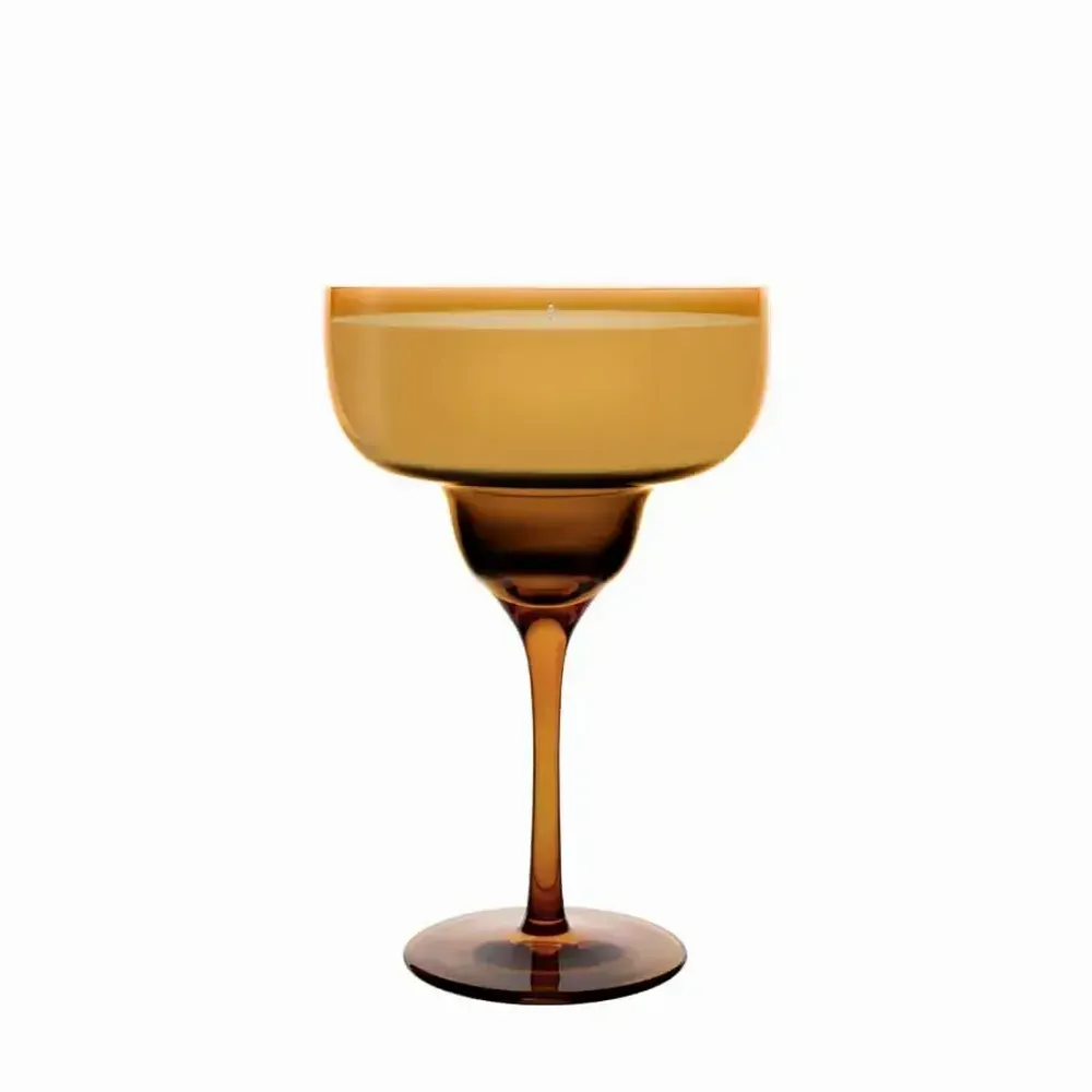 Candlesticks and candle holders - Vispera Amber Scented and colored soy candle on stand - PEKALLA CRISTAL GLASS