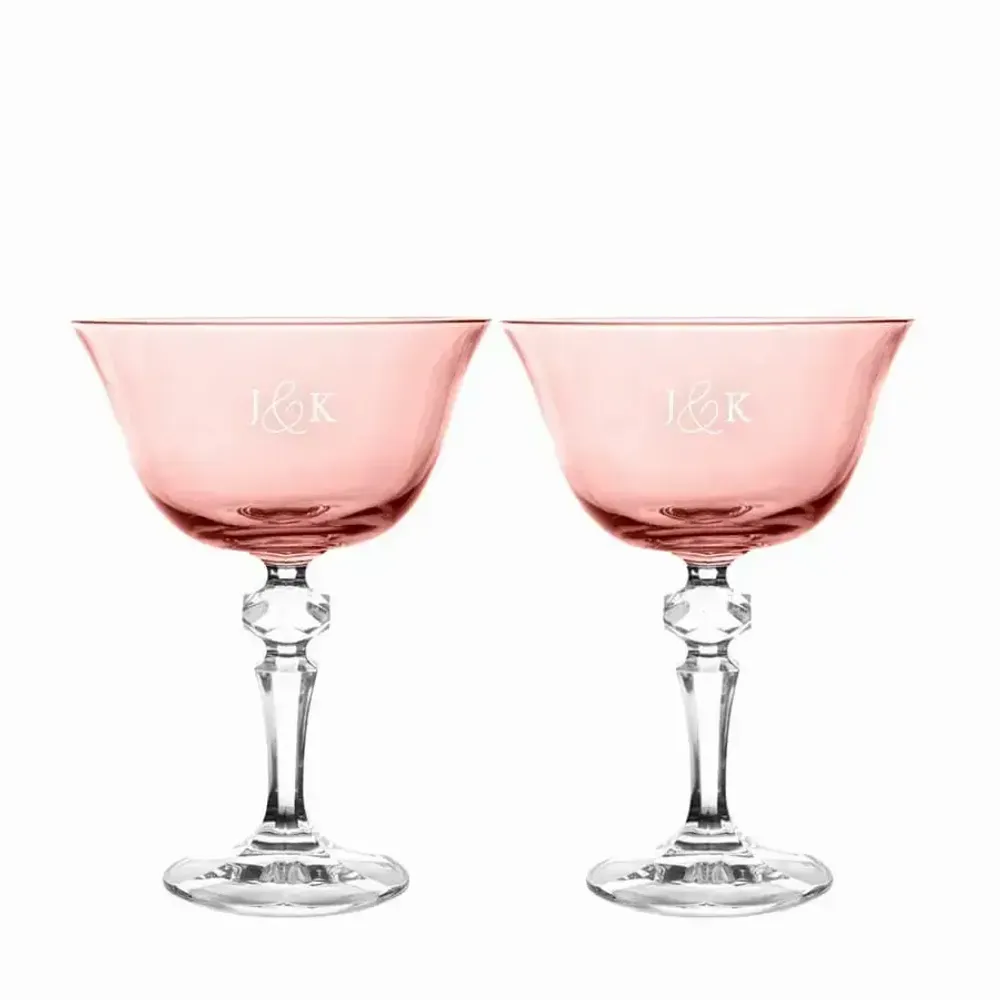 Cristallerie - Kalatina verres à champagne en cristal avec gravure - 2 pièces 180 ml - PEKALLA CRISTAL GLASS