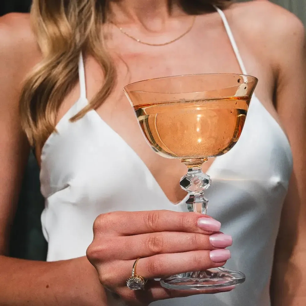 Glass - Kalatina Crystal Wedding Champagne Glasses with Sunset Engraving - 6 Pieces 180 ml - PEKALLA CRISTAL GLASS