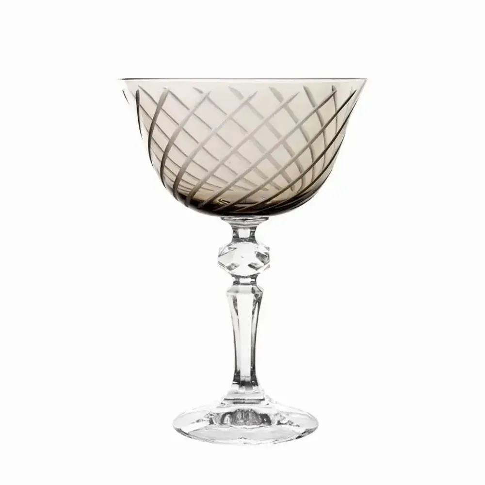 Glass - Gratia Mokka Crystal Champagne Glasses - 6 Pieces 180ml - PEKALLA CRISTAL GLASS