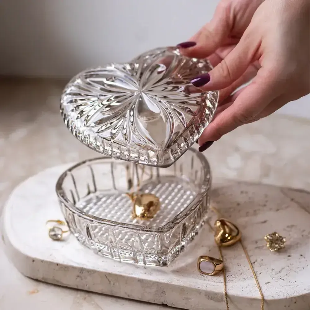 Cristallerie - Boîte à bijoux COEUR en cristal Mokka - PEKALLA CRISTAL GLASS