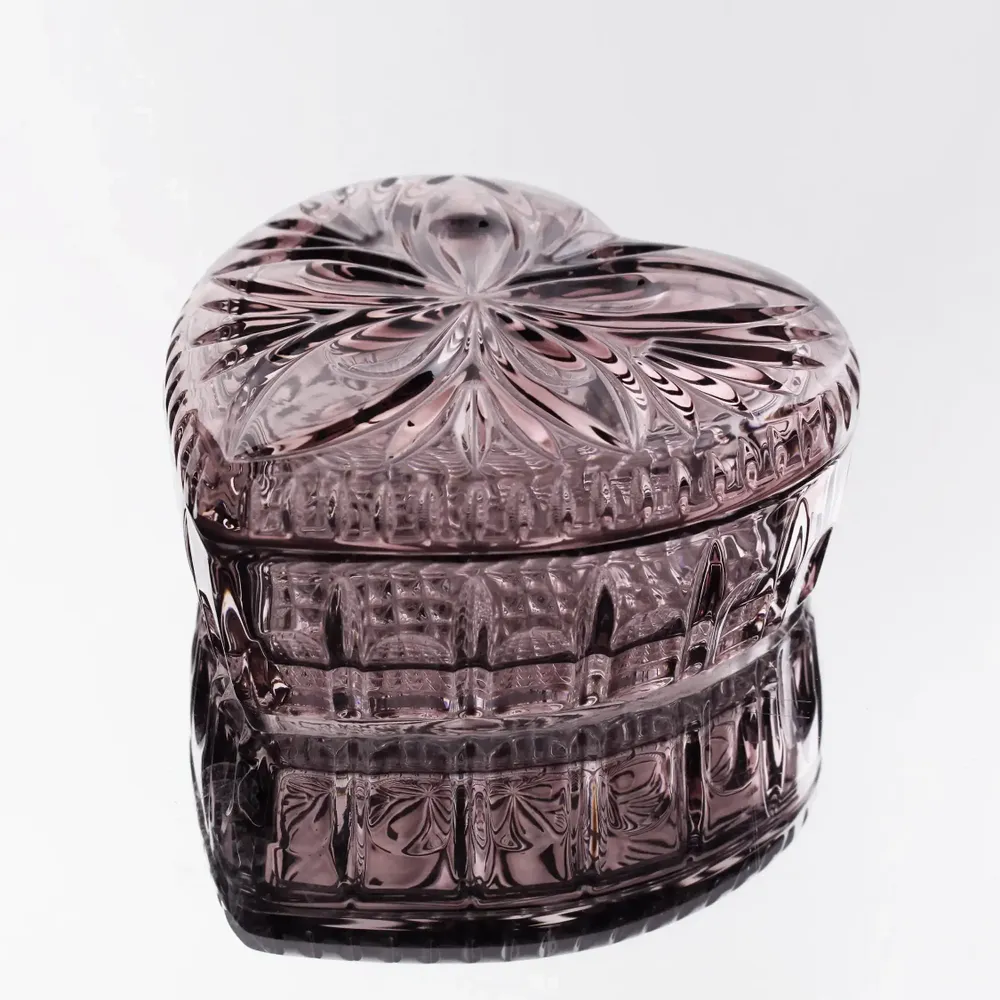 Crystal ware - Slate Crystal HEART Jewelry Box - PEKALLA CRISTAL GLASS