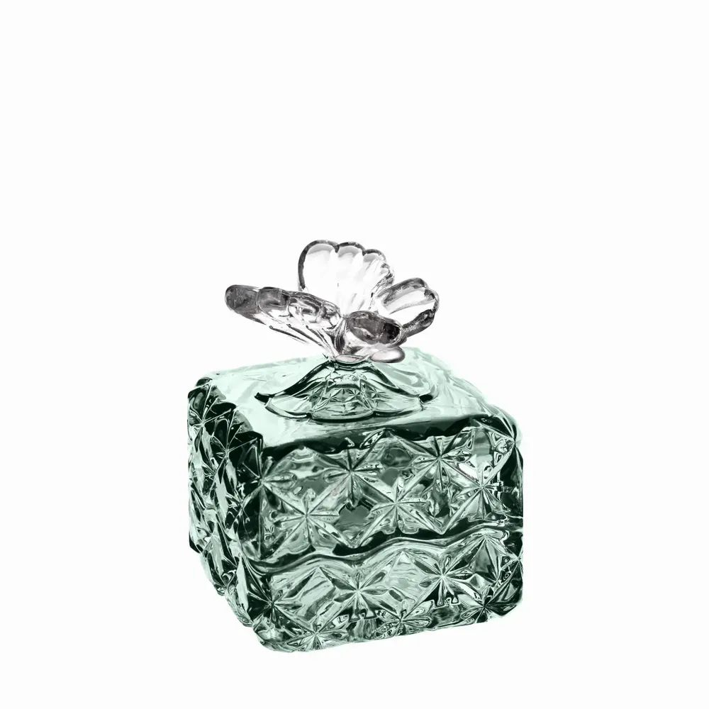 Cristallerie - Boîte en cristal PAPILLON à bijoux Malachit - PEKALLA CRISTAL GLASS