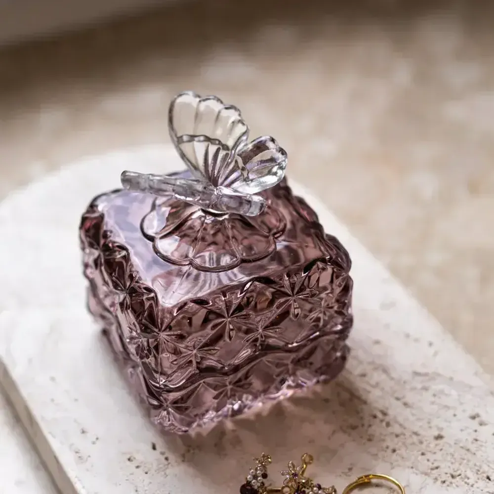 Crystal ware - Slate Butterfly Crystal Jewelry Box - PEKALLA CRISTAL GLASS