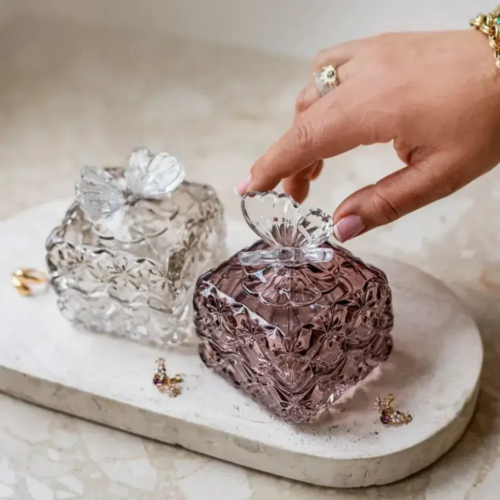 Crystal ware - Slate Butterfly Crystal Jewelry Box - PEKALLA CRISTAL GLASS