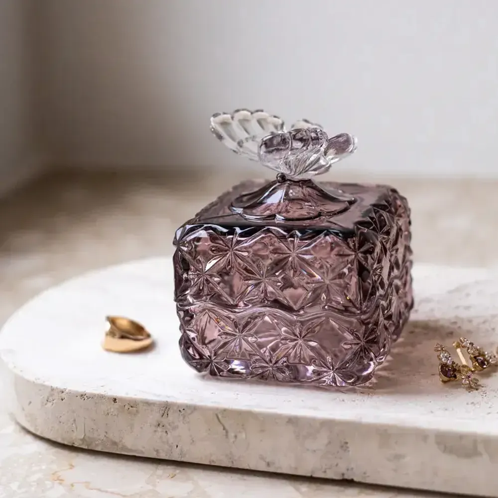 Crystal ware - Slate Butterfly Crystal Jewelry Box - PEKALLA CRISTAL GLASS