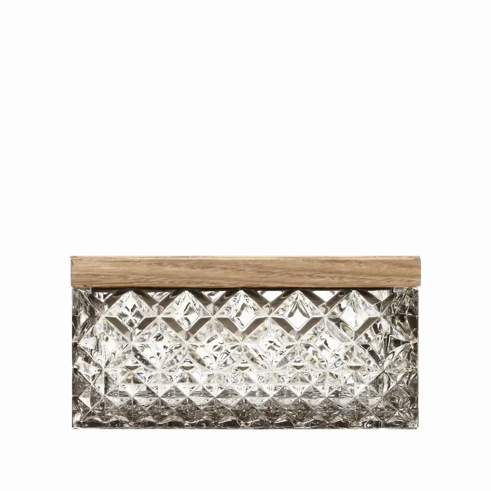 Cristallerie - Boîte à bijoux en cristal avec un couvercle en bois Mokka - PEKALLA CRISTAL GLASS