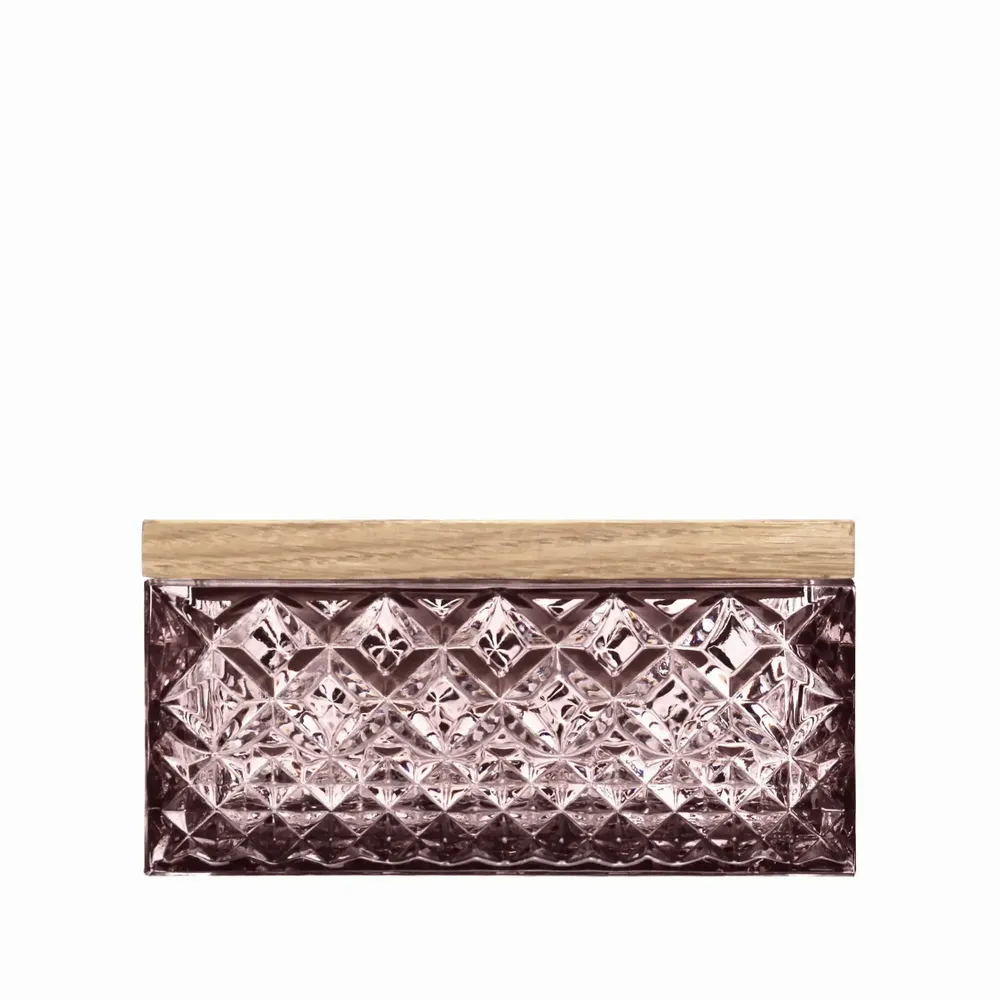 Cristallerie - Boîte à bijoux en cristal avec un couvercle en bois Slate - PEKALLA CRISTAL GLASS