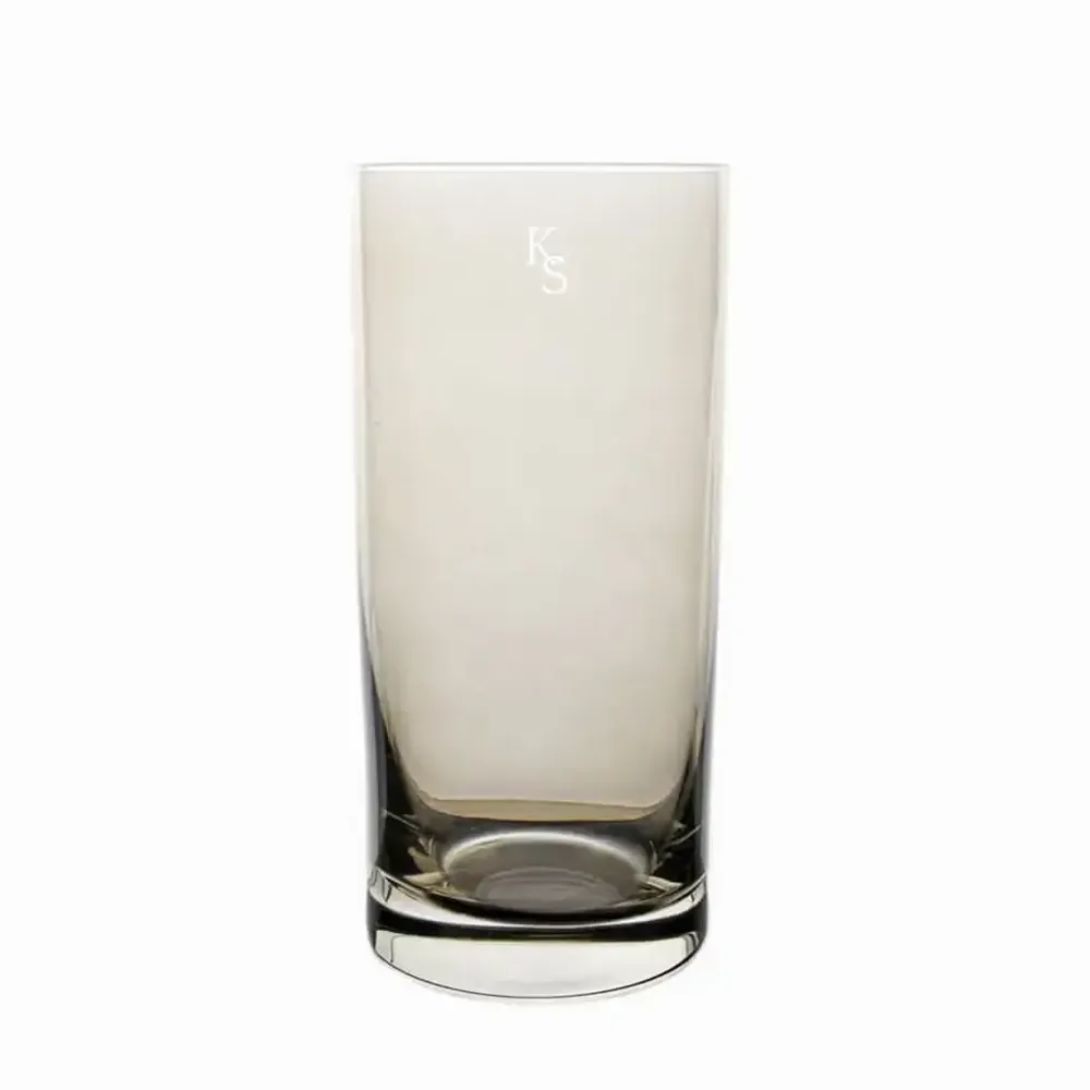Glass - Kalatina Mokka crystal water/drink glasses with initials motif - 6 pieces 350 ml - PEKALLA CRISTAL GLASS