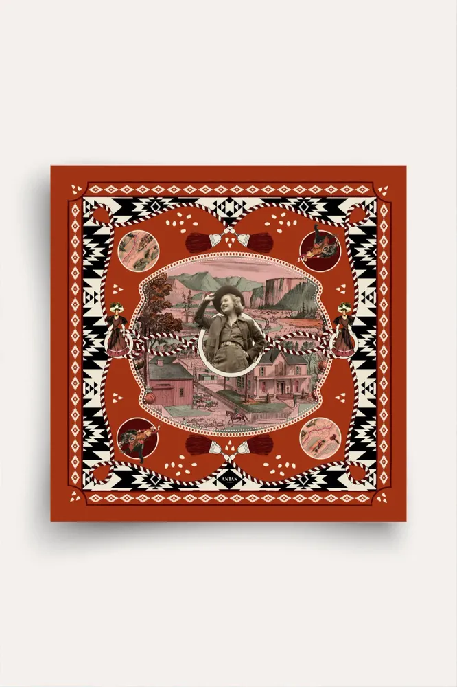 Foulards et écharpes - Écharpe en soie 70 - Dusty West - Brick - ANTAN CREATIONS