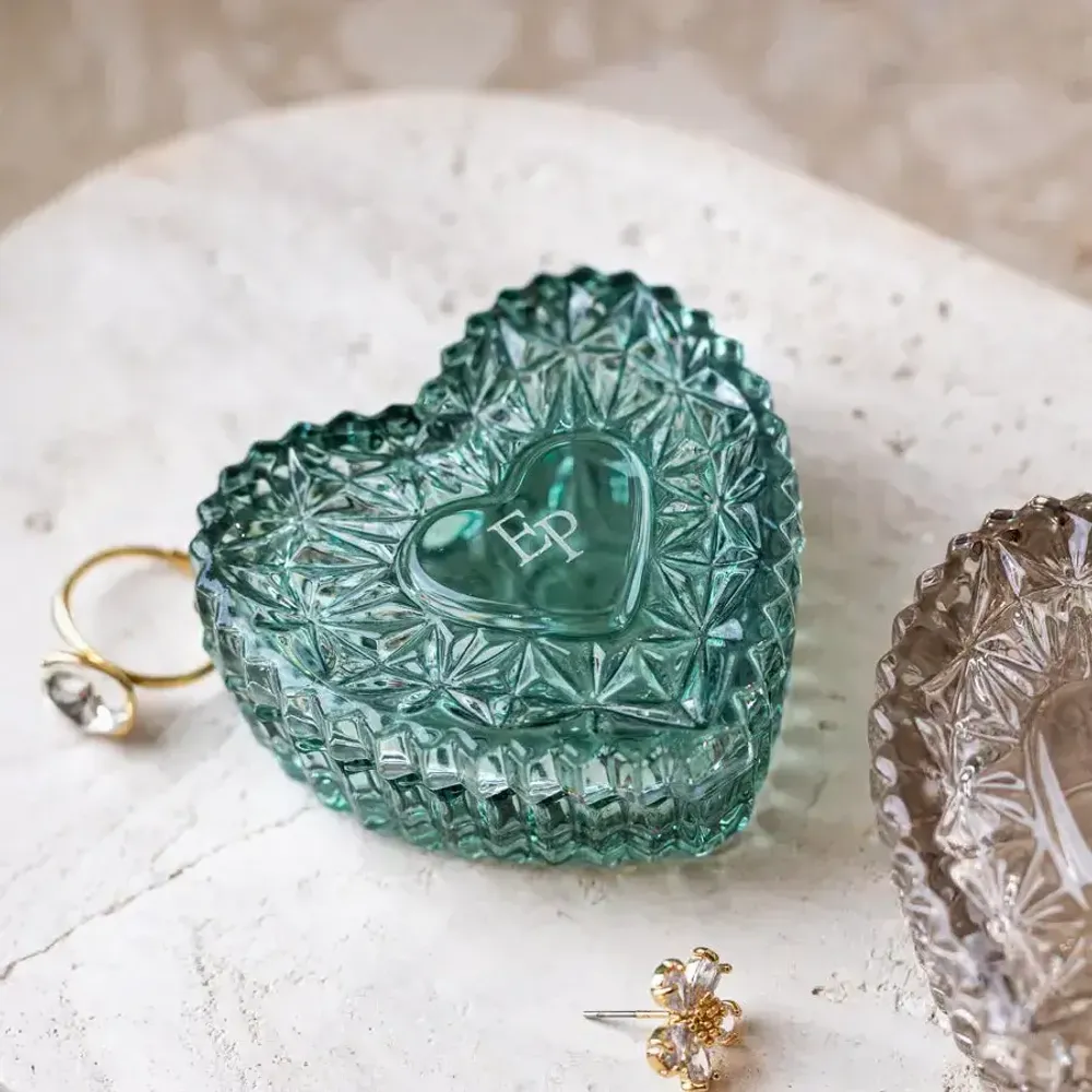 Cristallerie - Malachit Boîte à bijoux en cristal avec le nom - PEKALLA CRISTAL GLASS