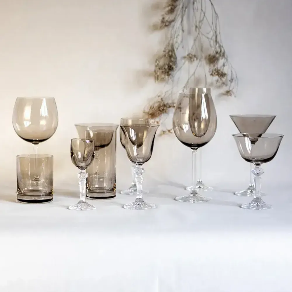 Glass - Kalatina Mokka Crystal Wine Glasses - 6 Pieces 170ml - PEKALLA CRISTAL GLASS