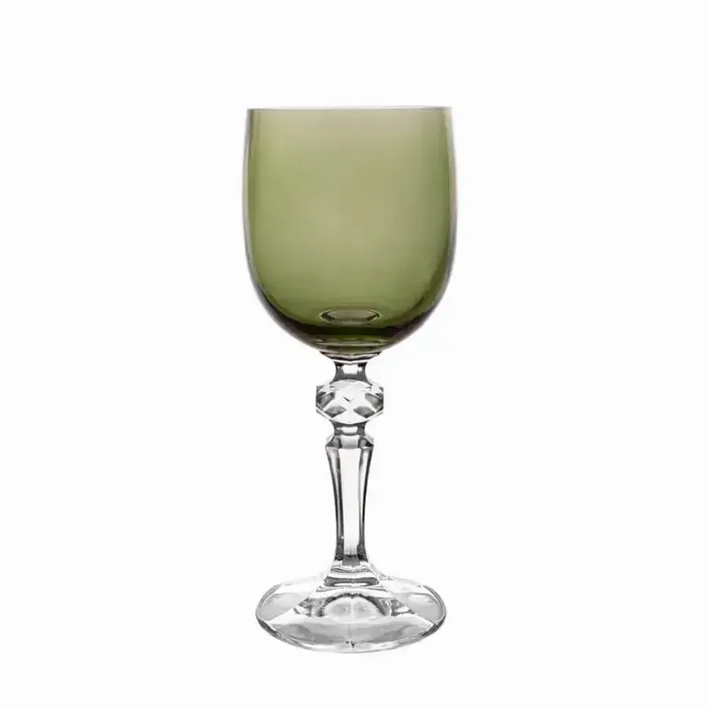 Glass - Kalatina Olive Crystal Wine Glasses - 6 Pieces 170ml - PEKALLA CRISTAL GLASS