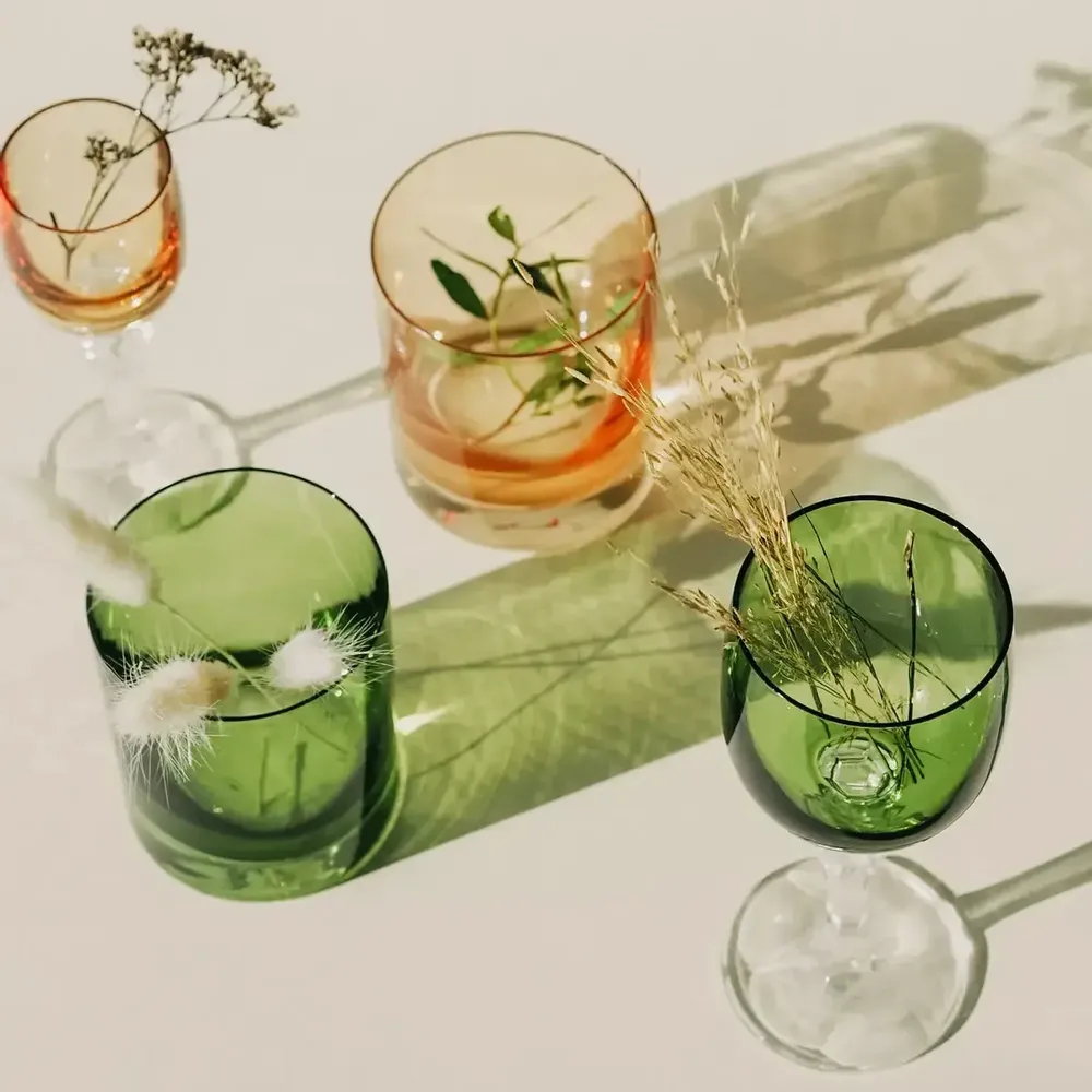 Glass - Kalatina Olive Crystal Wine Glasses - 6 Pieces 170ml - PEKALLA CRISTAL GLASS