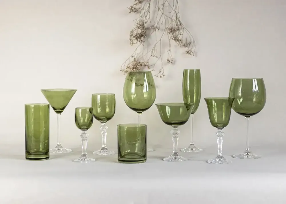 Glass - Kalatina Olive Crystal Wine Glasses - 6 Pieces 170ml - PEKALLA CRISTAL GLASS