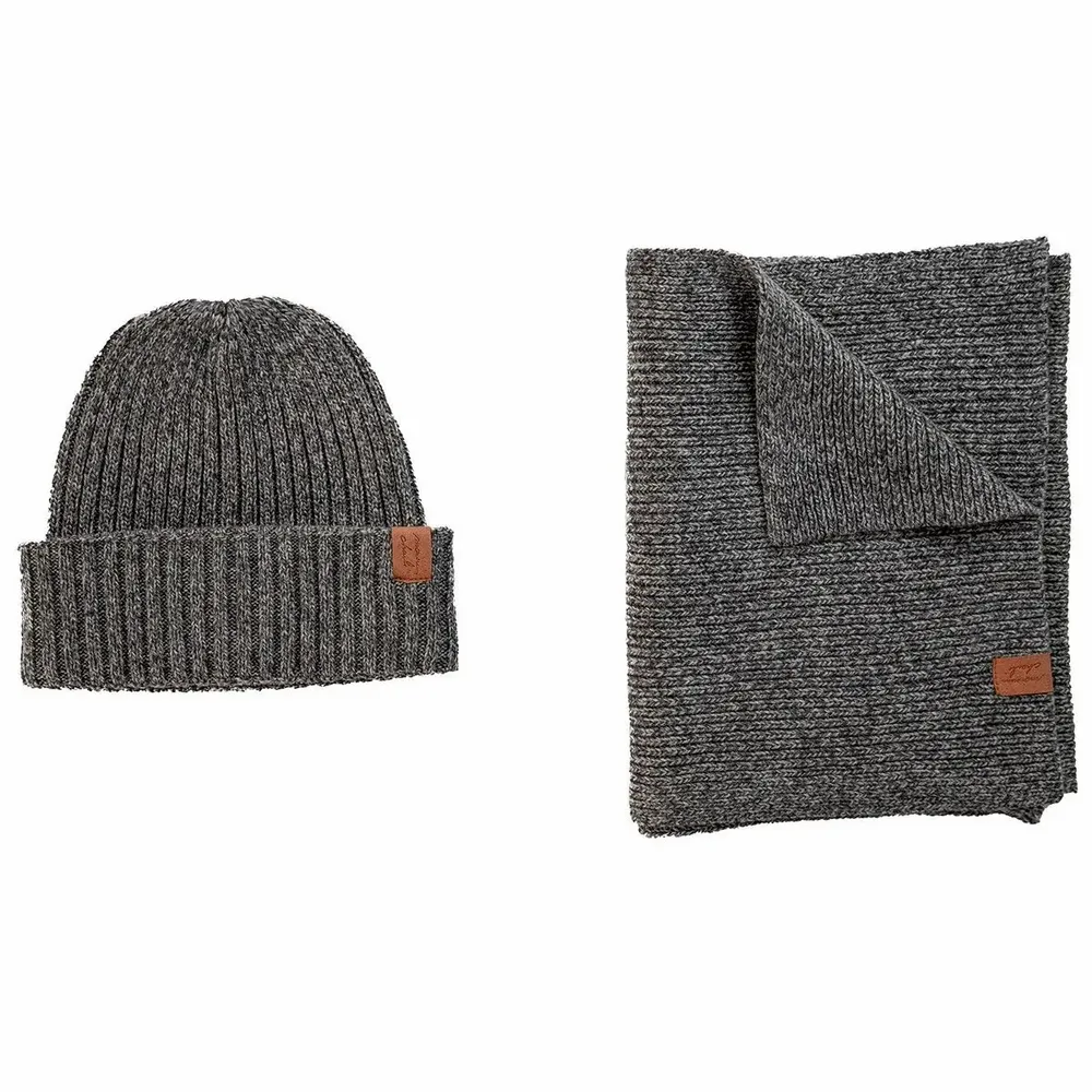 Scarves - JEFF & JACK mottled black wool duo - MONSIEUR CHARLI