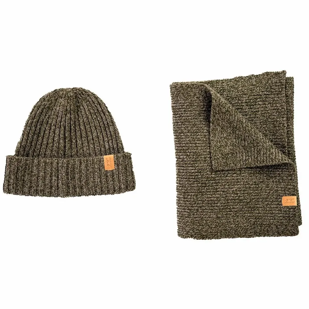Scarves - JEFF & JACK mottled green wool duo - MONSIEUR CHARLI