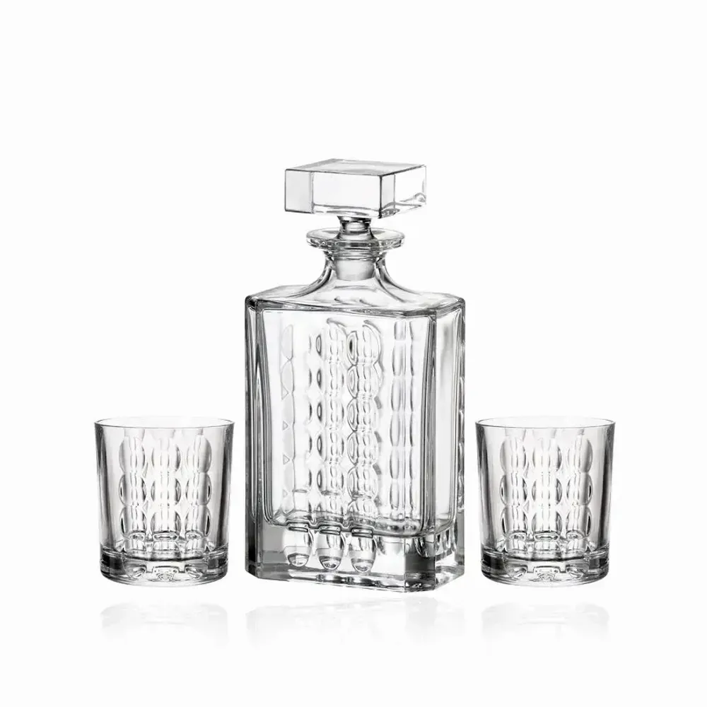 Crystal ware - Aria Decanter + Crystal Whiskey Glasses Set - 2 pieces - PEKALLA CRISTAL GLASS