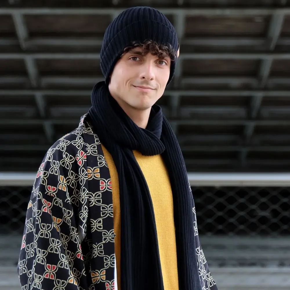 Scarves - JUAN & JULIO black cotton duo - MONSIEUR CHARLI