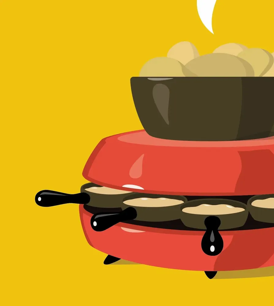 Affiches - Affiche encadrée La Raclette : Jaune - COSYNÉVÉ - MOUNTAIN POSTERS
