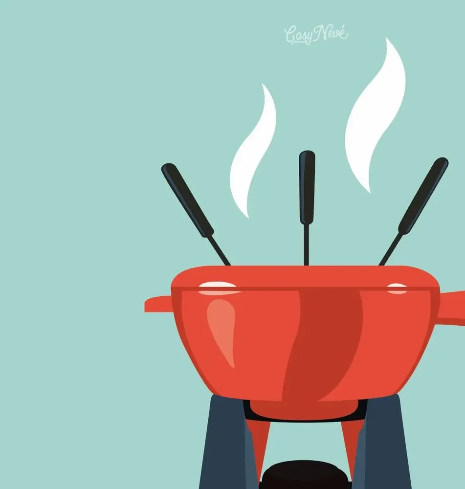 Affiches - Affiche encadrée La Fondue : Bleu - COSYNÉVÉ - MOUNTAIN POSTERS