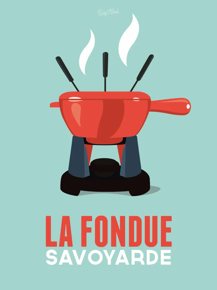 Affiches - Affiche encadrée La Fondue : Bleu - COSYNÉVÉ - MOUNTAIN POSTERS