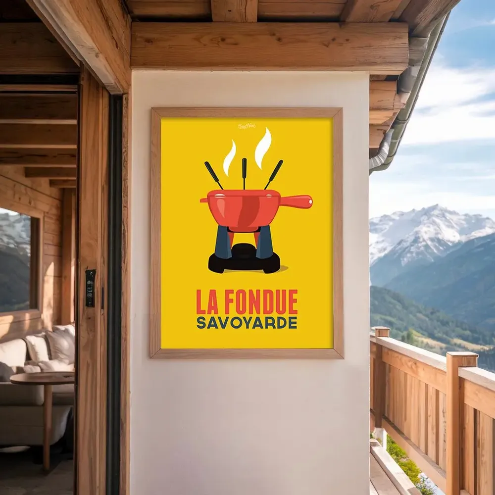 Poster - Framed poster La Fondue : Jaune - COSYNÉVÉ - MOUNTAIN POSTERS