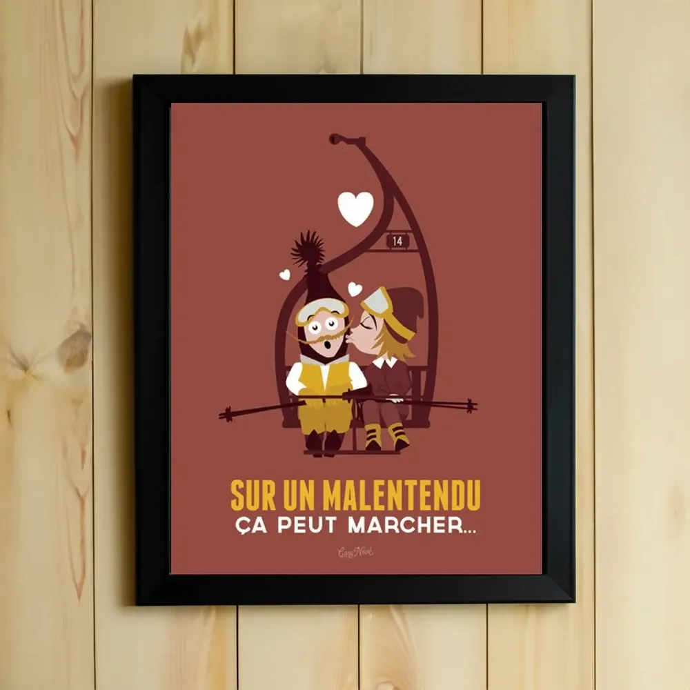 Poster - Framed poster Qd Te Reverrai-Je Bleu - COSYNÉVÉ - MOUNTAIN POSTERS