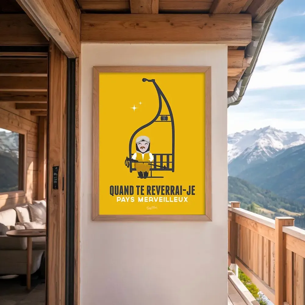 Affiches - Affiche encadrée "Quand Te Reverrai-Je" (Jaune) - COSYNÉVÉ - MOUNTAIN POSTERS