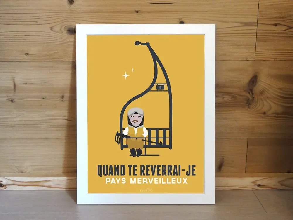 Affiches - Affiche encadrée "Quand Te Reverrai-Je" (Jaune) - COSYNÉVÉ - MOUNTAIN POSTERS