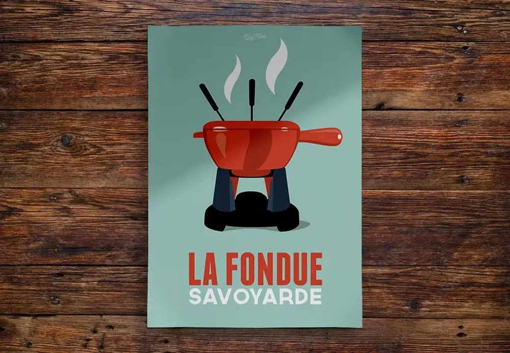 Poster - Poster La Fondue : Bleu - COSYNÉVÉ - MOUNTAIN POSTERS