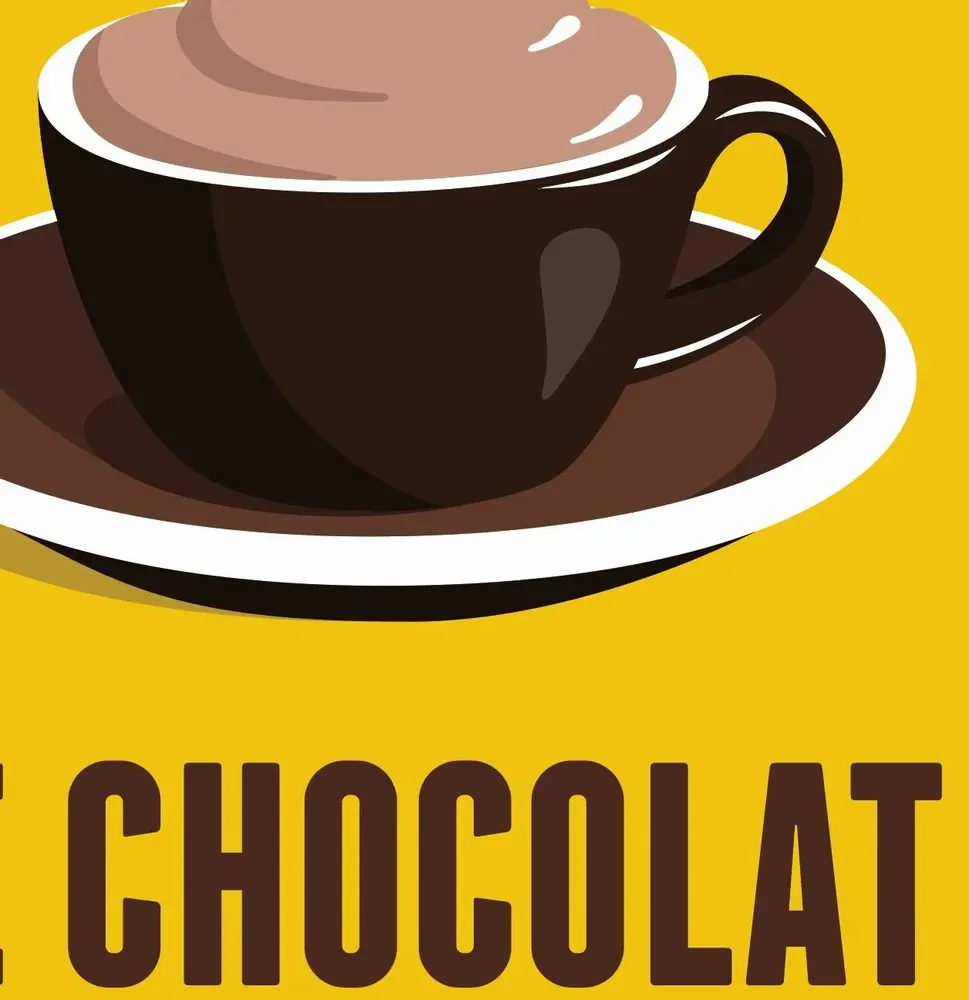 Poster - Poster Le Chocolat Chaud : Jaune - COSYNÉVÉ - MOUNTAIN POSTERS
