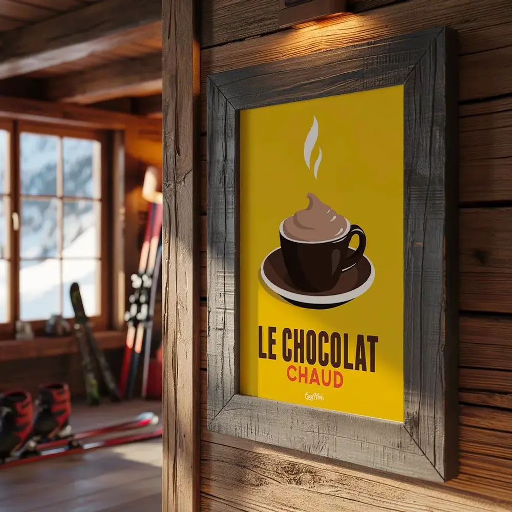 Poster - Poster Le Chocolat Chaud : Jaune - COSYNÉVÉ - MOUNTAIN POSTERS